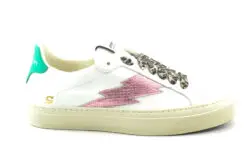 Stokton lage sneakers Blaze-D wit-rose-groen
