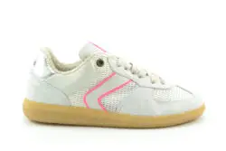 Verbenas witte sneakers met fluor roze