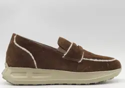 DL Sport bruin suede loafers met wol