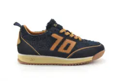 Back 70 blauwe teddy sneakers met bruin