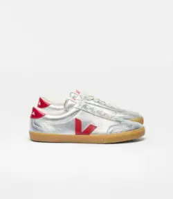 Veja zilveren sneakers met rood