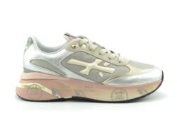 Premiata zilveren sneakers met roze