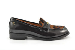 Babouche mocassin zwart-leopard