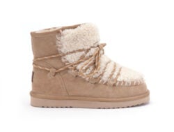 Warmbat enkellaarzen ecru suede-wol