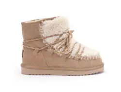 Warmbat enkellaarzen ecru suede-wol