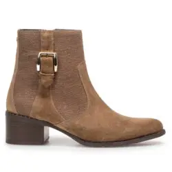 Floris van Bommel taupe suede enkellaarzen