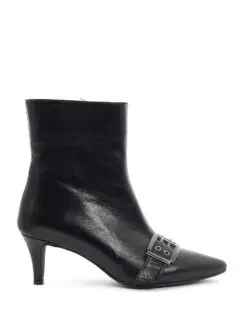 Babouche zwarte leren enkellaarzen met hak