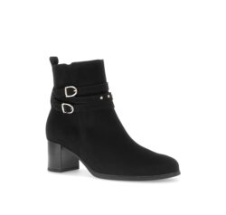 Gabor zwart suede enkellaarzen met hak