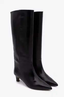 Angel Alarcon zwarte leren laarzen met hak