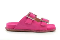 Alma en Pena fuxia suede slippers met strass