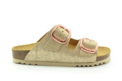Scholl voetbed slippers crackelé goud