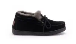 Warmbat dames pantoffels zwart suede/wol