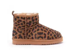 Warmbat enkellaarzen panterprint suede