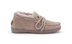 Warmbat dames pantoffels taupe suede