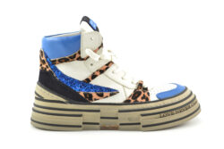 Rebecca White mid sneakers wit-blauw-leopard