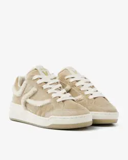 Via Vai beige suede sneakers met wol