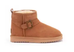 Warmbat enkellaarzen cognac suede