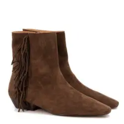 Toral bruin suede enkellaarzen met franje