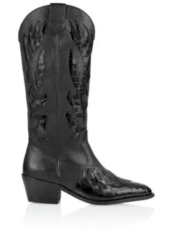 DWRS label westernlaarzen zwart leer/lak