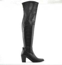 Babouche zwarte knielaarzen stretch leer