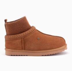Warmbat pantoffels cognac suede