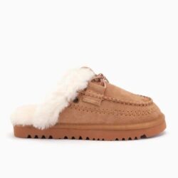 Warmbat pantoffels suede cognac