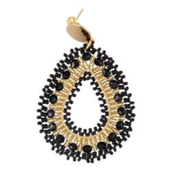Fushi oorbellen druppel zwart en goud