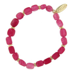 Fushi armband halfedelsteen cerise en goud