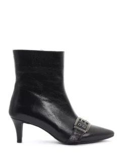 Babouche Babouche zwarte leren enkellaarzen met hak