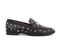 Babouche Babouche zwarte leren loafers met studs