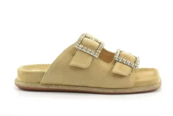 Alma en Pena Alma en Pena beige suede slippers met strass