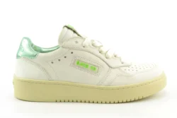 Back 70 Black 70 wit leren sneakers met groen metallic