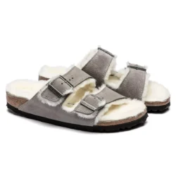 Birkenstock Birkenstock heren slippers Arizona stone suede/wol