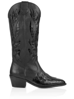 DWRS DWRS label westernlaarzen zwart leer/lak