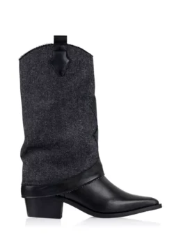 DWRS DWRS westernlaarzen kap zwart denim