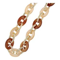 Fushi Amsterdam Ketting resin en metalen ringen bruin/beige