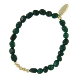 Fushi Amsterdam Fushi armband halfedelsteen flessengroen en goud