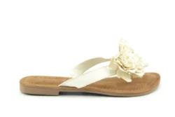 Lazamani Lazamani teenslippers off white leer-bloem