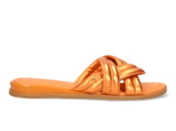 MEXX Mexx slippers metallic oranje leer