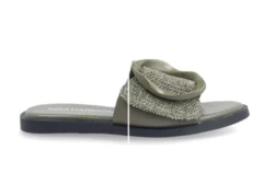 Noa Harmon Noa Harmon groene slippers raffia-leer