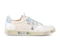 Premiata Premiata luxe sneakers wit-lichtblauw