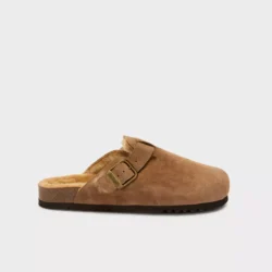 Scholl Scholl taupe suede muilen met wol