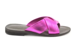 Slaye Slaye slippers metallic fuxia leer