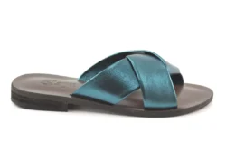 Slaye Slaye slippers metallic petrol leer