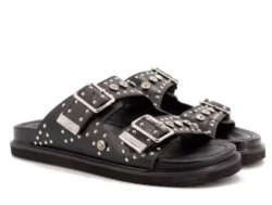 Toral Toral zwarte slippers met studs
