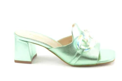 Tosca Blu Tosca Blu slippers hak metallic groen leer