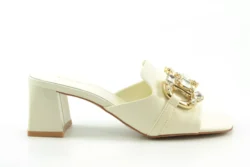 Tosca Blu Tosca Blu slippers hak creme leer/steentjes
