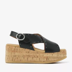 Via Vai Via Vai platform sandalen zwart leer