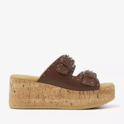 Via Vai Via Vai bruine slippers met studs