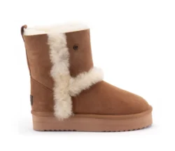 Warmbat Warmbat enkellaarzen cognac suede/wol